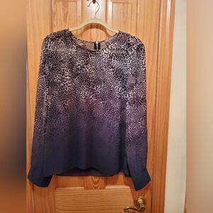 Vince Camuto Navy Leopard Print Blouse - Size XL - PRISTINE CONDITION!!!